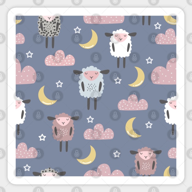 Sweet sleeping sheep pattern Sticker by Arch4Design